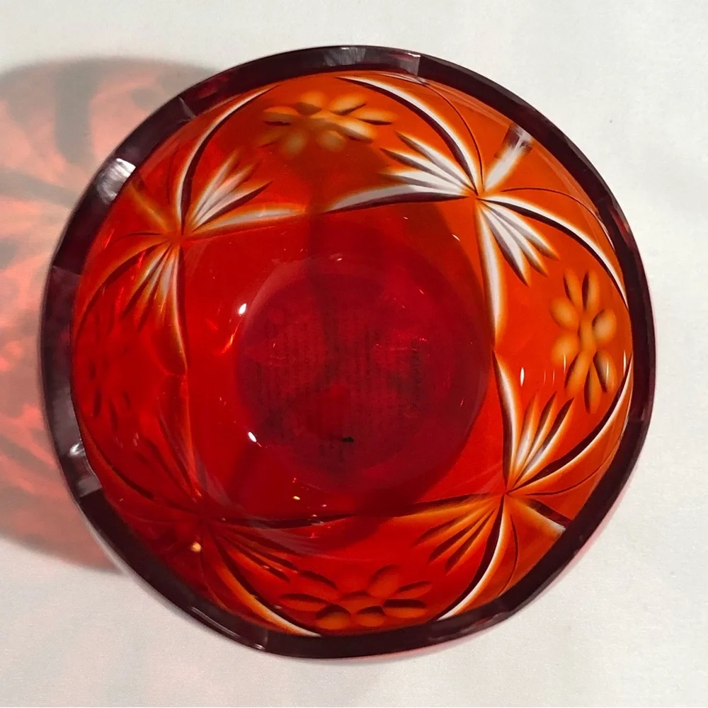 Red & Green Glass Candle Holders Set of 2